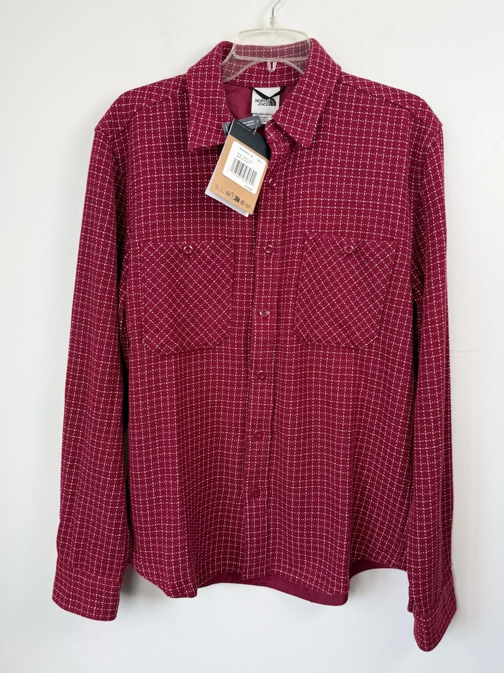NWT The North Face Men's Valley Twill Flannel Beetroot Grid Plaid Medium